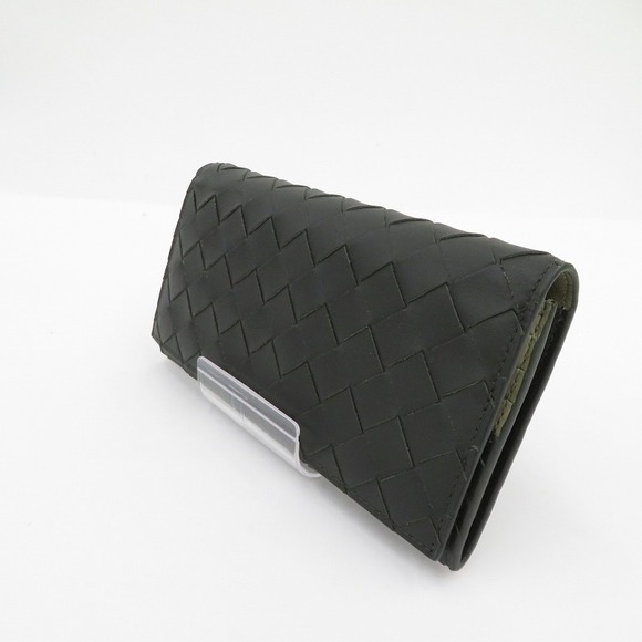 Bottega Veneta Intrecciato Flap Long Black Wallet